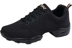 Uhclrr Chaussures De Danse pour Hommes, Chaussures De Danse Sportives Décontractées, Adulte pour Hommes Voler en Treillis Tissé en Bas De Forme Souple Fitness Four Seasons Dance Shoes(42 EU, Black)