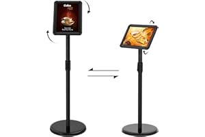 ThrivingTree Infoständer DIN A4 297x210mm Informationsständer Höhenverstellbar Druckknopf Edelstahl Kundenstopper Aufsteller Plakatständer Präsentationsständer Werbeständer (Schwarz, A4)