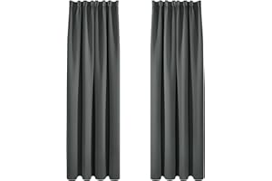 Deconovo Tende Oscuranti per Interni 2 Pezzi, Tende Moderne per Soggiorno e Camera da Letto, 140x200 CM (Larghezza x Altezza), Grigio Scuro
