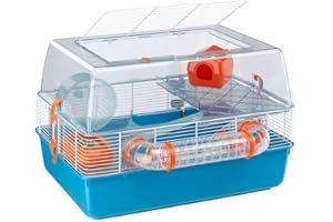 FERPLAST Gabbia Roditori DUNA FUN per Criceti, Topolini, in Plastica e Metallo, Accessori inclusi: Mangiatoia, Beverino, Casetta, Ruota, Scaletta, Ripiani, Set Tubi. 55x47xh37,5cm