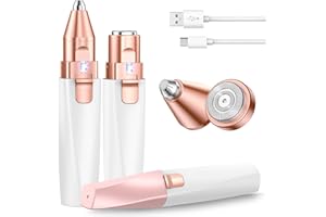 IFANZETECH Rasoir Visage Femme & Rasoir Sourcils Electrique: 2-en-1 Tondeuses Femme Face Epilateur Visage Douce sans Douleur avec Lumière LED - Pour Lèvres, Menton, Joues et Sourcils, Rechargeable
