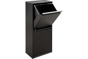 Arregui Basic CR406-B2 Cubo de Basura y Reciclaje de 2 Compartimentos | 2x23 L (46 L) | con Cubetas grandes para Envases | Cubos de Basura de Cocina | Contenedores de Reciclaje | negro