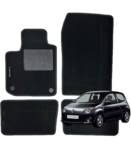 Tappetino Auto Su Misura Per Renault Twingo 2 (2007-2014) – Solo Lato Guida – Moquette Nera Con Cuciture Bianche