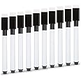 VEYLIN Small Whiteboard Pens, 10PCS Black Dry Wipe Whiteboard Marker Pens with Eraser Fine Tip Whiteboard Pen for Kids