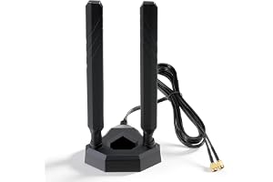 Eightwood WiFi 6E antenn 2,4 GHz 5 GHz 6 GHz WLAN-antenn RP-SMA antenn magnetisk bas med 2 m förlängningskabel för WLAN-kort, PC moderkort PCI-kort Bluetooth WiFi-route