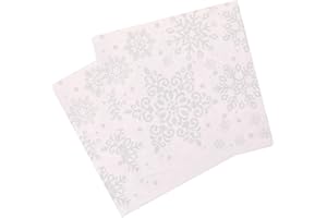 Trimming Shop Snowflake Printed White Paper Napkins 33cm x 33cm, 2 ply Decorative Xmas Serviettes for Christmas Party, Holiday Table Settings, Winter Dinner, New Year Event Supplies - Pack of 20