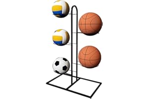 Mikihat Rastrelliera da Basket Verticale, Porta Palloni, Scaffale di Stoccaggio della Palla Rimovibile, Scaffale di Stoccaggio di Attrezzature Sportive, per Palla Canestro Rugby Pallavolo Calcio