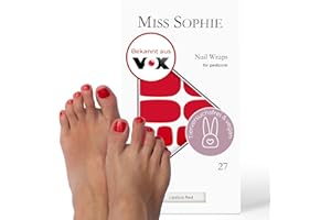 Miss Sophie Pedi Wraps – Lipstick Red Pedicure – tinta unita rossa – 27 pellicole autoadesive ultra sottili di lunga durata