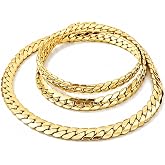 G&uuml;m&uuml;ş, Altın Kaplama 316 L Paslanmaz &Ccedil;elik Ezme Gurmet K-231 Sık &Ouml;rme İtalyan Model Zincir Kolye 6 MM Gold