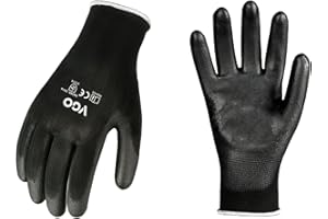 Vgo... 5 paia Guanti Lavoro Rivestiti Nitrile, Guanti da Giardinaggio Bricolage Meccanico Spalmato Poliuretano con Palmo Impermeabile PU2103,S