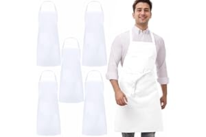 umboom 5 Pezzi Bianco Nero Grembiuli, Cuoco Grembiuli per Uomo e Donna, Cucina Grembiuli da Lavoro, Professionali Grembiuli