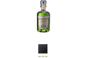 UNBEKANNT Absinth 66 Classic Grün 66% 0,5 Liter + Schiefer Glasuntersetzer eckig ca. 9,5 cm Durchmesser