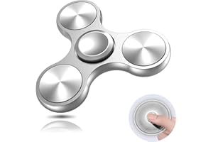 Aolcev Fidget Spinner Meatl Fidget Toy Hand Spinner for Kids Adults Stainless Steel 4-10 Minutes Fast Bearing Spins Hand Spinner Tri Finger Gyro Toy ADHD EDC Anxiety Stress Relief Fidget Toy-Silver