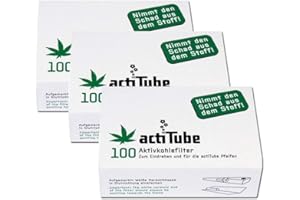 300 ActiTube Aktivkohlefilter 3 x 100er Box Display 9mm Eindrehfilter Pfeife in Acti Tube Tune Filter Tips Filtertips Aktivkohle