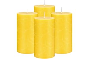 KERCAMKEL Candela Citronella Grande, 4 Pezzi Candele Colonna,Candele Decorative per Giardino, Terrazza, Terrazza, Durata 120 Ore, Fresca Profumata, Senza Fumo, Senza Gocciolamento