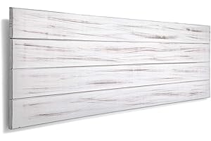 SUEÑOS ZZZ SUENOSZZZ-ESPECIALISTAS del Descanso Cabecero de Cama de Madera TREVINCA Color Blanco Vintage para Pared. Cabecero de Tablas Horizontales. Estilo Vintage, para Camas de 90 y 105