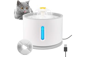 DMOPRDNB Cat Water Fountain,80oz Automatic Cat Water Fountain,Automatic Pet Fountain with LED Light Switch & Water Level Window for Cats and Dogs