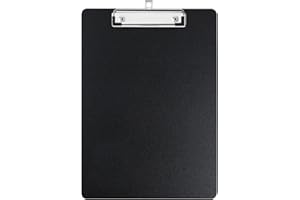 ZMREN Porte Bloc A4 Avec Pince, Porte bloc en plastique format lettre standard A4, avec des crochets rétractables, pour infirmières étudiants, Employés de bureau (31,5 cm x 22,5 cm) - Noir