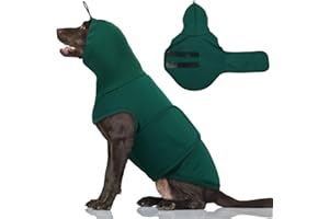Hjumarayan Hundepullover mit Hoher Kragen, Beruhigungsweste für Hunde, Anti Stress Weste mit Ohrenschutz, Dehnbarer Hundejacke Bequemer Hundeweste für Feuerwerk Donner Sirenen, Dunkelgrün L