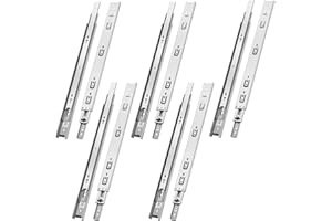 NECILO Silver 200mm Residential Drawer Runner, 45kg Load Capacity Full Extension Ball Bearing, Replacement Slides for Kitchen, Home, Office Drawers, Side Mount, 5 Pairs(10 Packs)