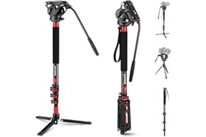 NEEWER TP71 Trépied télescopique en Fibre de Carbone avec Plateau à dégagement Rapide Compatible avec DJI RS Gimbals, Base Amovible pour Appareil Photo, caméscope, Charge maximale 6 kg, 71,6"
