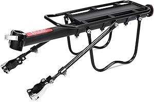 Sadodo Aluminum Bicycle Luggage Carrier Cargo Rear Rack,Quick Release 50KG Cycling Seatpost Bag Holder Stand for 20-29 inch Bike Storage 110LBS