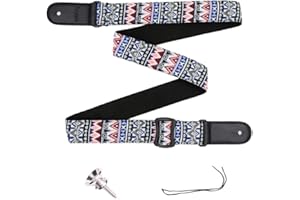 rayzm Sangle pour Ukulélé, de Style Bohémien Knitting en Coton Ceinture, 4cm de Large, de Longueur Réglable de 78cm à 132cm