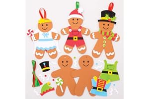 Baker Ross AT192 Gingerbread Man Mix & Match Decoration - Pack of 6, Make Your Own Xmas Decorations, Gingerbread Christmas Decorations, Ideal for Kids Crafts, Gingerbread Man