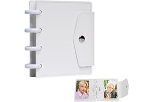 BABYFOND Photocard Binder 3 Inch Kpop Binder, Detachable Kpop Photocard Holder Book, Button Design Mini Photo Album, 20 Pockets Fits 40 Photocards (White)