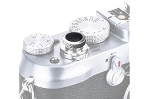 PROfezzion Deluxe & Robustes Metall Weichen Sharp Auslöseknopf für Fujifilm X-Half, GFX100RF, X100V, X100F, X100T, X100S, X100 etc. Kameras - Grau mit Schwarz PU Leder Oberfläche