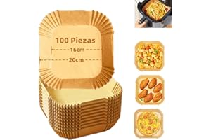 PAWARSO Papier do pieczenia frytkownicy, papier do pieczenia, Airfryer, 100 sztuk, 16 cm, akcesoria do Airfryer, nieprzywierające, wodoodporne, olejoodporne, jednorazowe miseczki, papier pergaminowy, do