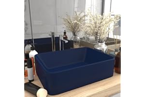 HOMIUSE Lavabo de Luxe Bleu Foncé Mat 41x30x12 CM CéRamique Vasque à Poser Salle de Bain Lavabo Salle de Bain Lavabo à Poser Sur Meuble Lavabo Wc Garage la Cuisine Lavabo sur Table Rectangulaire