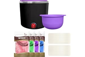 Lazy lady Mini scaldacera depilatoria con flacone in silicone da 200 ml, scalda cera per ceretta brasiliana professionale, kit completo di perle di cera e spatole, facile da pulire(nero rotonda)