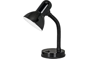 EGLO Tischlampe Basic, Schreibtischlampe Kinder, Leselampe Schwanenhals, flexible Schreibtisch Lampe, schwarze Nachttischlampe mit E27 Fassung