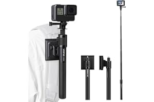 Ulanzi VL04 Selfie Stick w Backpack Mount Shoulder Strap, Extended Monopod Pole with Go pro Action Camera Adapter, Handheld Travel Pole w 1/4" Screw for Insta360 x5/4/3, DJI Pocket 3/Osmo Action 5/4