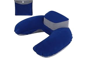 Fadcaer Nadmuchiwana podróżna poduszka pod szyję, dmuchana, przenośna poduszka podtrzymująca szyję z torbą do przenoszenia, miękka, wygodna poduszka, podparcie szyi, do leżenia w samolocie, pociągu