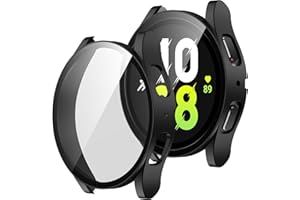ZZDZZ [2 Pack Compatible with Samsung Galaxy Watch 5/Galaxy Watch 4 Screen Protector Case 44mm, Ultra-thin Hard PC Bumper Protective Cover for Galaxy Watch 44mm (Black/Clear)