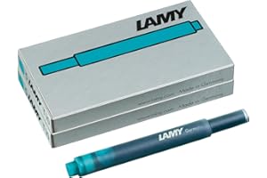 LAMY T10 Zestaw 2 wkładów atramentowych z dużym zapasem atramentu – odpowiednie do wszystkich modeli piór wiecznych Lamy – pojemność 1,25 ml na wkład – 5 sztuk w opakowaniu – kolor turkusowy