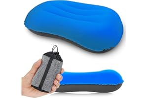 Rantizon Ultralight Camping Pillow, Compressible, Compact, Comfortable, Ergonomic Inflatable Travel Pillow with Storage Bag, for Neck & Lumbar Support for Hiking, Camping, Traveling, Deep Blue