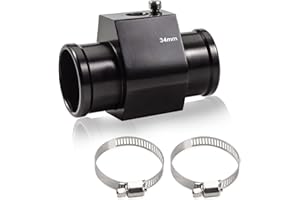 LEONTOOL Aluminum Water Temperature Joint Pipe Connector 34mm 1-5/16" Radiator Hose Sensor Gauge Adapter with 2 Hose Clamps Water Temp Meter Gauge Joint Pipe Temperature Sensor Adapter