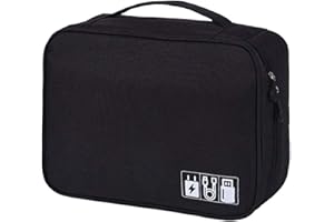 FLEYMU Borse Organizer Per Cavi Impermeabile Nero Borsa Di Archiviazione Digitale Multifunzionale Custodia Per Cavo Dell'Organizzatore Di Trasporto Puoi Mettere Alcuni Piccoli Oggetti Mentre Viaggi