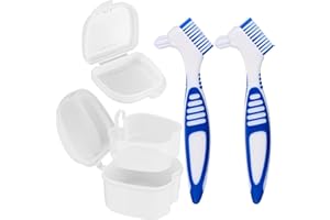 DIUJHUUY 4 Stk Zahnprothesen Aufbewahrungs Box für Prothesen, mmersionsbox für Prothesen Aufbewahrungsbox Behälter mit Prothesen Reinigungs Zahnbürste