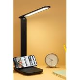Rechargeable Desk Lamp 3 Colors Touch Phone Stand Staggered Working Reading Light Lamp 9W (Black)