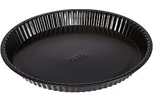 IBILI 824328 Moule à Tarte Dentelé Moka, Tôle d'acier, Noir, 32.5 x 32.5 x 7.5 cm