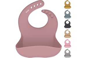OLGS Silikon Lätzchen Baby Fütterlätzchen Babylätzchen mit Auffangschale | Silikonlätzchen für Jungen Mädchen | BPA-Frei & Wasserdicht Abwaschbar Power Rose | Ergonomisch Babylatz Latz für Kleinkinder
