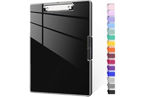 ‎PIASOENC Piasoenc Klemmbrett mit Aufbewahrung, Klemmbretter mit 2 Aufbewahrungsboxen und A4-Papierordner, klare, trocken abwischbare Oberfläche, strapazierfähiger Kunststoff, Folio & seitliche Öffnung.