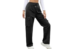 Voqeen Pantaloni Cargo Donna con Larghi Jogging Pantalone Tasche Laterali Elasticizzati Y2K Pantaloni alla Caviglia Vita Comodi Moda Casual Streetwear