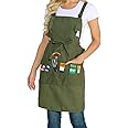 NicoSeeWonder Artist Apron Adjustable Painting Apron with Pockets Painters Canvas Aprons Perfect for Art Gardening, One Size