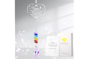 Meng Jiaran Sister Gifts for Birthday Christmas K9 Crystal Suncatcher Gifts for Sister, Sun Catchers for Windows with Beads Heart Prism Pendant 13.8in Rainbow Maker for Garden Hanging Decor
