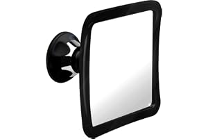 MIRRORVANA Dimmfri duschspegel 16 cm x 16 cm, svart | Anti-dimma okrossbar rakspegel med säker uppgraderad sugkopp och 360° v